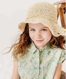 GEMO Chapeau en paille de papier fille Beige