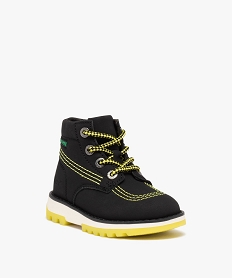 boots garcon bicolores a lacets et a zip - kickers noirJ491101_2
