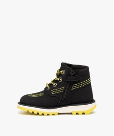 boots garcon bicolores a lacets et a zip - kickers noirJ491101_3