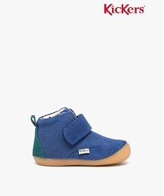GEMO Chaussures premiers pas bébé garçon en cuir velours uni avec scratch - Kickers bleu standard