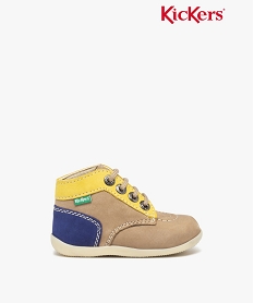 GEMO Chaussures premiers pas bébé garçon en cuir tricolores - Kickers Beige