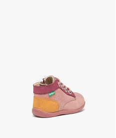 chaussures premiers pas bebe fille en cuir imprime fleuri - kickers roseJ492201_4
