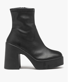 boots femme unies a semelle plateforme et talon flare noirJ492601_1