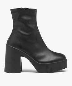 GEMO Boots femme unies à semelle plateforme et talon flare noir standard
