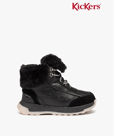 GEMO Boots fille unies imperméables à col fourré retourné - Kickers noir standard