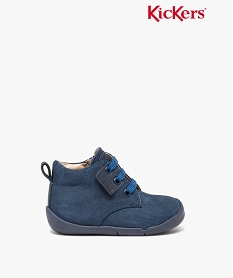 GEMO Chaussures premiers pas bébé garçon en cuir uni style denim - Kickers bleu chine