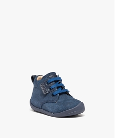 chaussures premiers pas bebe garcon en cuir uni style denim - kickers bleuJ493601_2