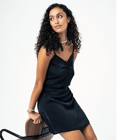 GEMO Blouse à bretelles en satin femme noir standard