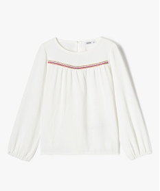 GEMO Blouse à manches longues avec liseré scintillant sur le buste fille Beige