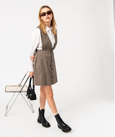 GEMO Robe sans manches avec double col V femme Brun