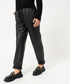 GEMO Pantalon carotte à taille élastique en cuir imitation femme noir standard