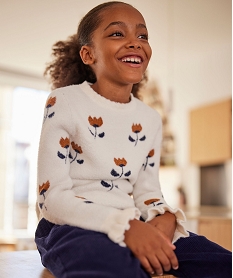 GEMO Pull douillet à motifs fleuris fille - LuluCastagnette kaki chine