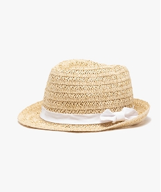 chapeau de paille trilby a paillettes et ruban fille beigeJ494601_1