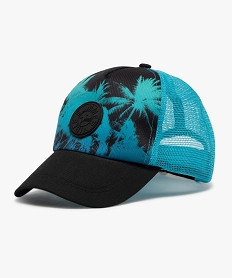 GEMO Casquette en maille ajourée et motifs palmiers garçon Bleu