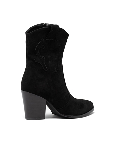 boots femme a talon unies en suedine style santiag noirJ508601_4