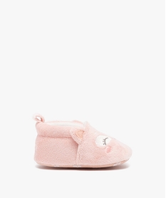 chaussons de naissance bebe fille en velours uni en forme de chat roseJ528101_1