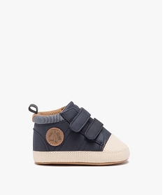 chaussons de naissance bebe garcon unies style baskets a scratch bleu chaussures de naissanceJ528901_1