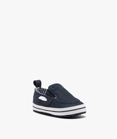 chaussures premiers pas bebe garcon unies style slippers bleuJ529301_2