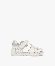 GEMO Sandales bébé fille à bout et talon fermés petits coeurs à paillettes - Geox blanc standard
