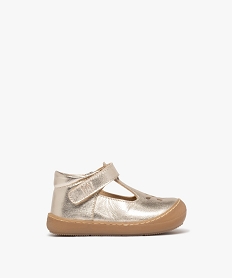 GEMO Chaussures premiers pas bébé fille en cuir vernis uni et à scratch - NA! dore