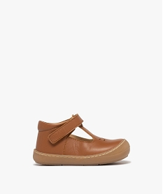 chaussures premiers pas bebe garcon salome en cuir uni et a scratch - na! orangeJ529801_1