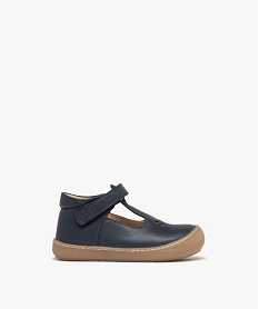 chaussures premiers pas bebe garcon salome en cuir uni et a scratch - na! bleuJ529901_1