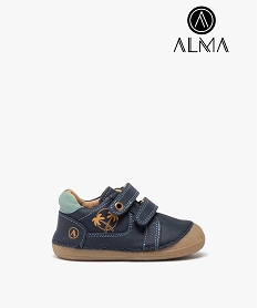 chaussures premiers pas en cuir souple a double scratch bebe garcon - alma bleuJ530101_1