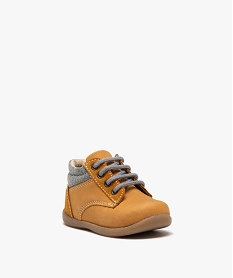 chaussures premiers pas bebe garcon unies en cuir a col denim orangeJ530701_2
