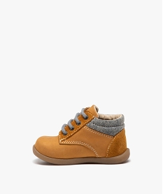 chaussures premiers pas bebe garcon unies en cuir a col denim orangeJ530701_3