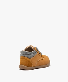 chaussures premiers pas bebe garcon unies en cuir a col denim orangeJ530701_4