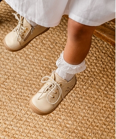 GEMO Chaussures premiers pas bébé fille en cuir uni pailleté avec détail ajouré - NA! dore