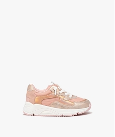 GEMO Baskets bébé fille unies en mesh avec détails irisés rose standard