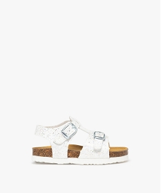 GEMO Sandales bébé fille à paillettes et à double boucle blanc standard