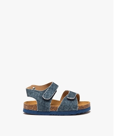 GEMO Sandales bébé garçon en toile effet denim avec double scratch bleu chine