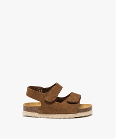 GEMO Sandales bébé garçon unies en cuir suédé et à brides scratch marron standard