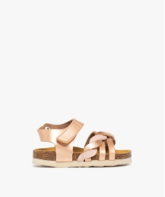 GEMO Sandales bébé fille à scratch avec bride tressée et dessus irisé rose standard
