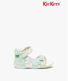 GEMO Sandales bébé fille en cuir imprimé coloré avec brides à scratch - Kickers bleu standard