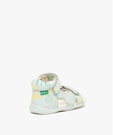sandales bebe fille en cuir imprime colore avec brides a scratch - kickers bleuJ534501_4