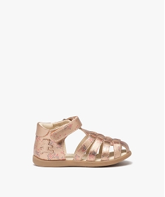 GEMO Sandales bébé fille métallisées à motif avec bout fermé et scratch - Lulu Castagnette rose standard