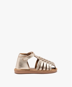 GEMO Sandales bébé fille en cuir métallisé unis avec brides scratch dore