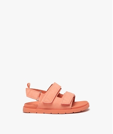 GEMO Sandales bébé fille unies avec brides scratch en suédine orange vif