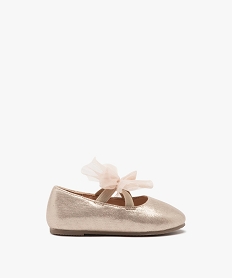 GEMO Ballerines bébé fille unies à paillettes avec noeud en tulle fantaisie dore