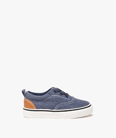 GEMO Baskets bébé garçon en toile denim avec lacets élastiques bleu chine