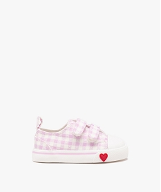 GEMO Baskets bébé fille en toile vichy avec double scratch violet standard