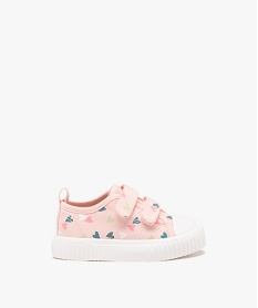 baskets bebe fille en toile a scratch avec motifs coeur rose baskets et tennisJ538601_1