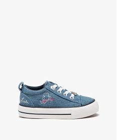 GEMO Baskets bébé fille en toile unie avec détails brodés - LuluCastagnette bleu chine