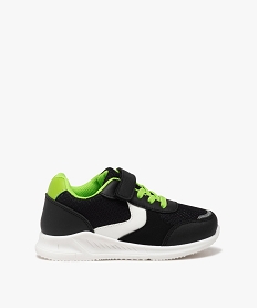 GEMO Baskets garçon en mesh à lacets élastiques et à scratch noir vif