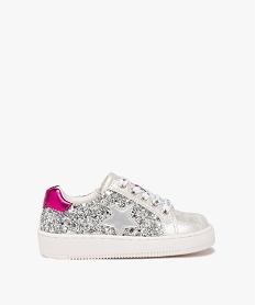 GEMO Baskets fille à strass avec lacets et zip détail étoile argente