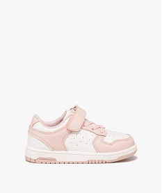 GEMO Baskets fille bicolores à scratch et lacets style rétro rose vif
