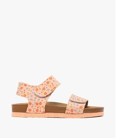 GEMO Sandales fille à scratch avec deux brides colorées rose standard